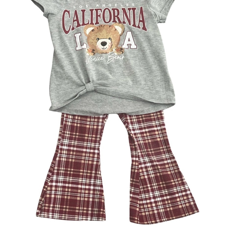 Freestyle Revolution Gray and Burgundy CaliBear and Bellbottom Pants Set Size 2T - Picture 6 of 6